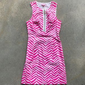 New Lilly Pulitzer Penelope Cutout Back Shift Dress Tropical Pink Zebron 00 NWT